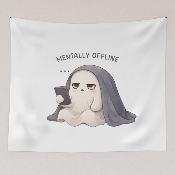 Item preview, Mentally Offline Ghost | Cute Kawaii Aesthetic | Relatable Introvert Mood Design designed and sold by The Mood Index.