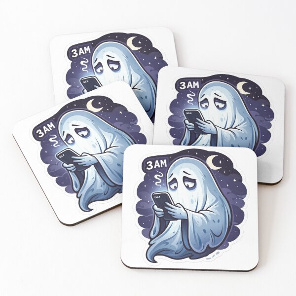 Item preview, 3AM Ghost Scrolling Phone Funny Meme | Night Owl Introvert Humor Sticker designed and sold by Dasts Cart.