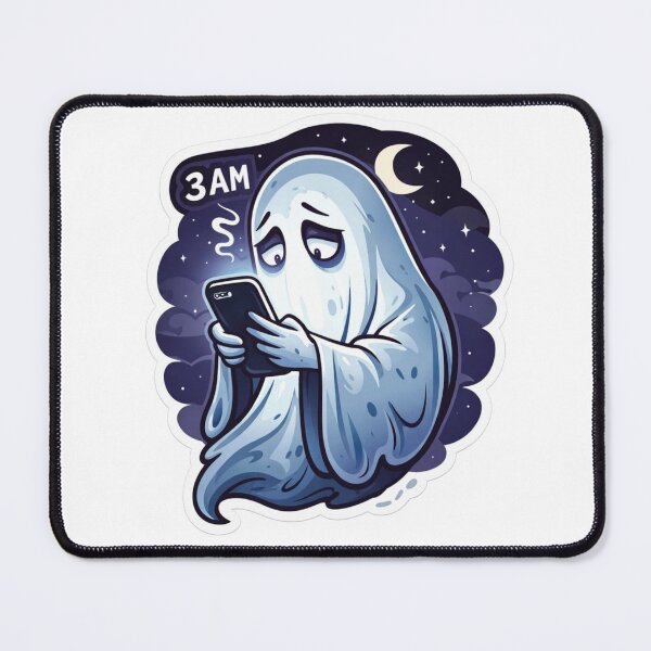 Item preview, 3AM Ghost Scrolling Phone Funny Meme | Night Owl Introvert Humor Sticker designed and sold by Dasts Cart.