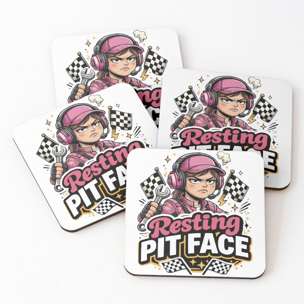 Item preview, Resting Pit Face Funny Mechanic Girl Design with Wrench and Racing Flags designed and sold by mademouthy.