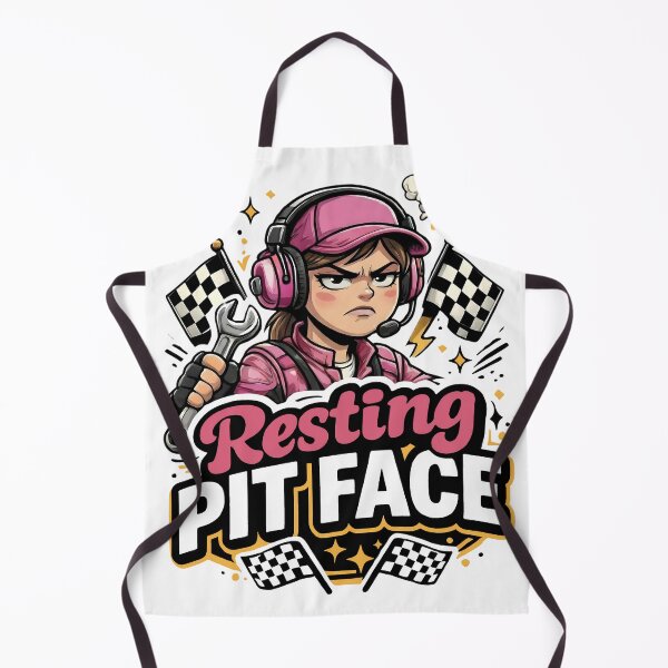Item preview, Resting Pit Face Funny Mechanic Girl Design with Wrench and Racing Flags designed and sold by mademouthy.