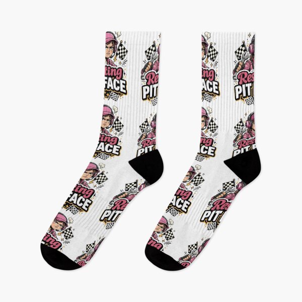 Item preview, Resting Pit Face Funny Mechanic Girl Design with Wrench and Racing Flags designed and sold by mademouthy.