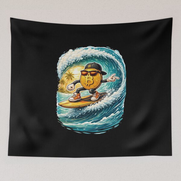 Item preview, HODL the Wave – Bitcoin Surfing Crypto Design designed and sold by Conviction studio.