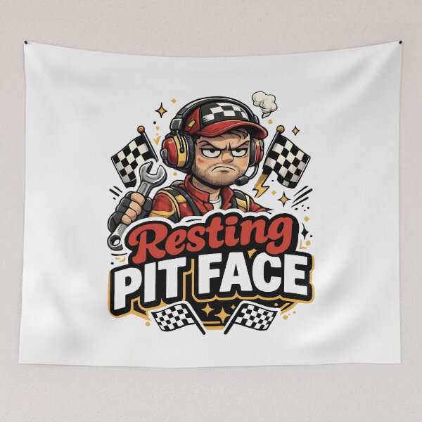 Item preview, Resting Pit Face Funny Mechanic Dad Design with Wrench and Racing Flags designed and sold by mademouthy.