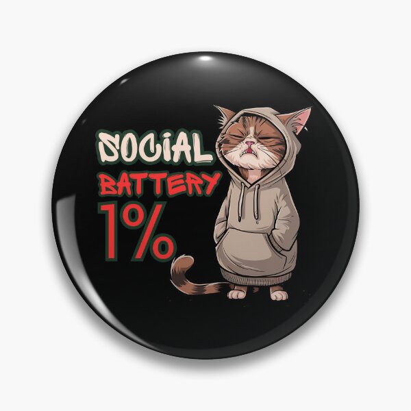 Item preview, Social Battery 1% Cat  – Funny Introvert Low Energy Meme designed and sold by StaticMood.