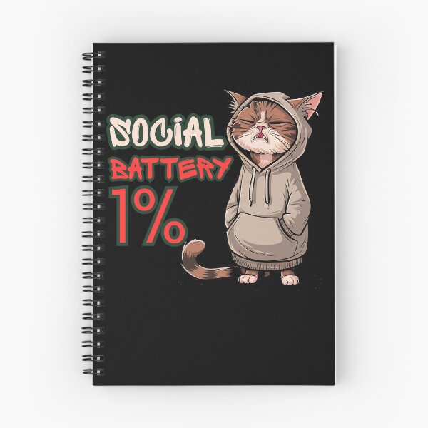 Item preview, Social Battery 1% Cat  – Funny Introvert Low Energy Meme designed and sold by StaticMood.