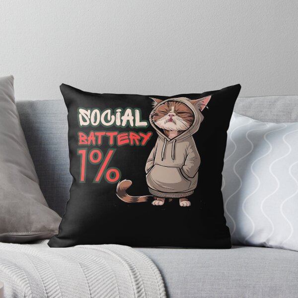 Item preview, Social Battery 1% Cat  – Funny Introvert Low Energy Meme designed and sold by StaticMood.