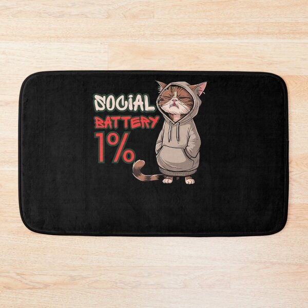 Item preview, Social Battery 1% Cat  – Funny Introvert Low Energy Meme designed and sold by StaticMood.
