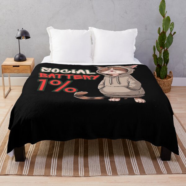 Item preview, Social Battery 1% Cat  – Funny Introvert Low Energy Meme designed and sold by StaticMood.