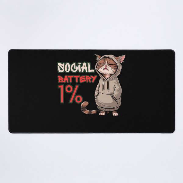 Item preview, Social Battery 1% Cat – Funny Introvert Low Energy Meme designed and sold by StaticMood.