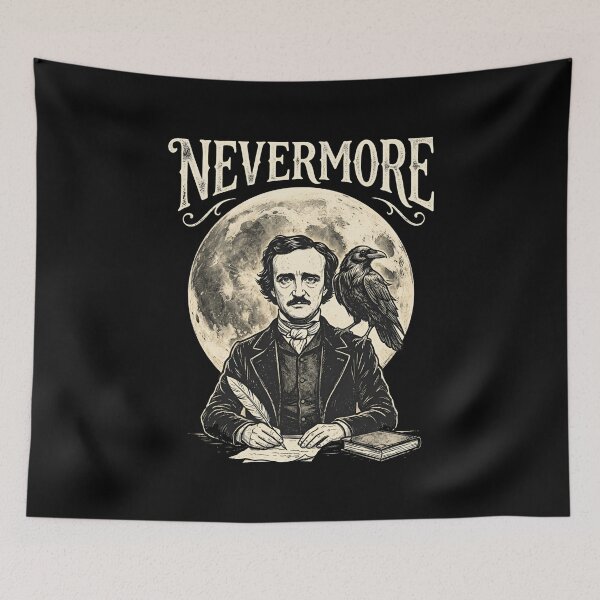 Item preview, Edgar Allan Poe Nevermore Full Moon Raven Writer Vintage Shirt designed and sold by Fenay Designs.