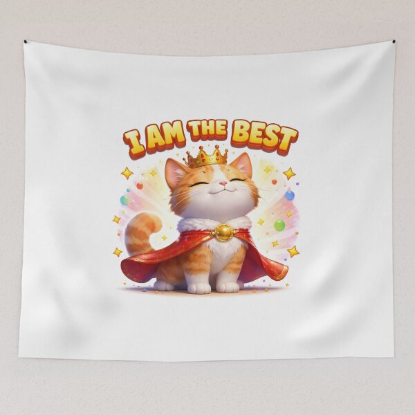 Item preview, I Am The Best Cute Cat King – Confident Royal Kitten 3D Cartoon Design designed and sold by Imagetore.