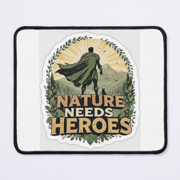 Item preview, This image is a poster with a design that includes a central figure standing against a mountain landscape with a cat beside them, all framed by foliage. designed and sold by Ulikedigital14.