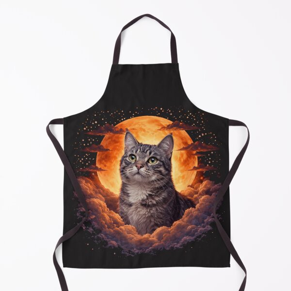 Item preview, Grey Tabby Cat Moon Art – Cute Striped Cat Celestial Pet Print Design designed and sold by PixelsPaws.