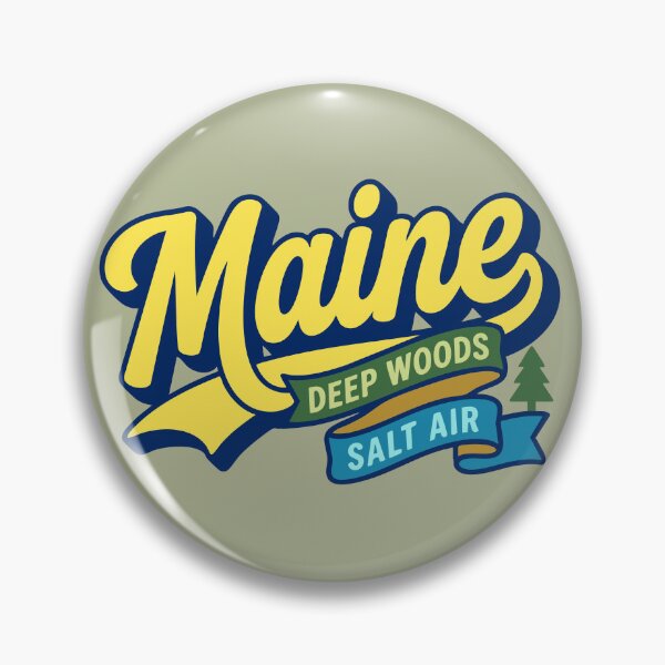 Item preview, Maine Retro Vintage Script Deep Woods and Salt Air Aesthetic Design designed and sold by Cozy-Old-Pub.