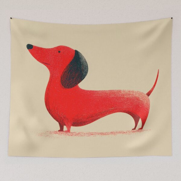 Item preview, Cute red dog with long body stands designed and sold by anytka.