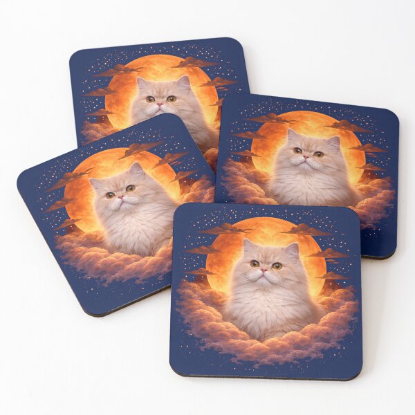 Item preview, Persian Cat Moon Art – Fluffy Cat Celestial Pet Print Design designed and sold by PixelsPaws.