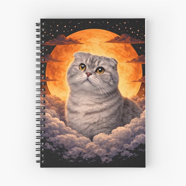 Item preview, Scottish Fold Moon Art – Cute Folded Ear Cat Celestial Pet Print Design designed and sold by PixelsPaws.