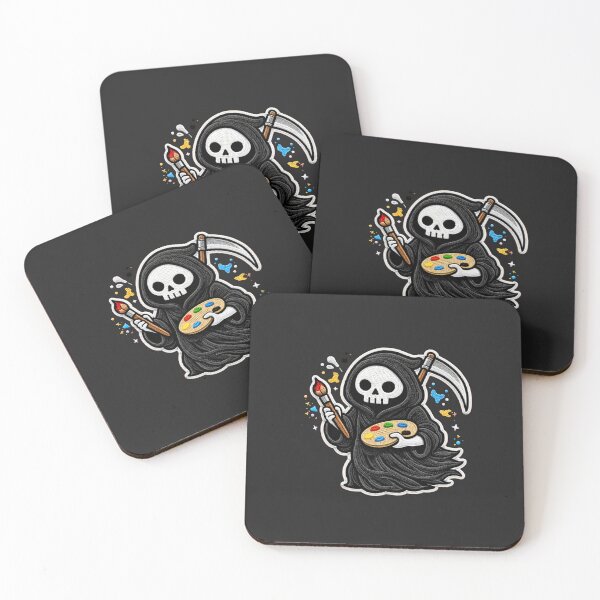 Item preview, Cute Grim Reaper Artist | Painting Skeleton Patch Design designed and sold by ColorSplash123.