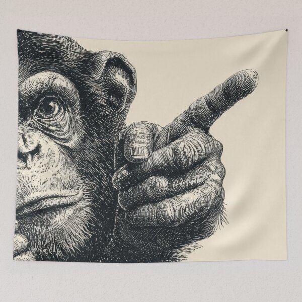 Item preview, Monkey using smartphone and pointing designed and sold by anytka.