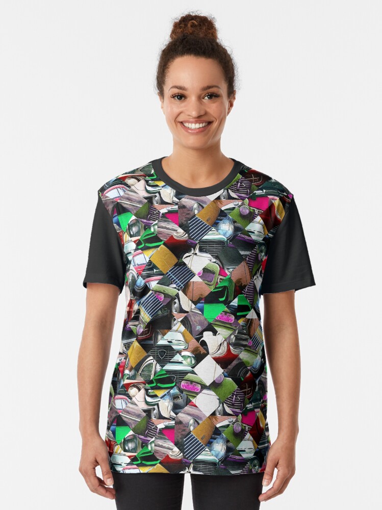 Alternate view of Colorful Automotive Abstract Graphic T-Shirt