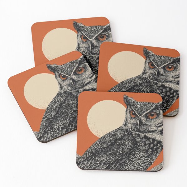 Item preview, Owl perched on a branch at sunset designed and sold by anytka.