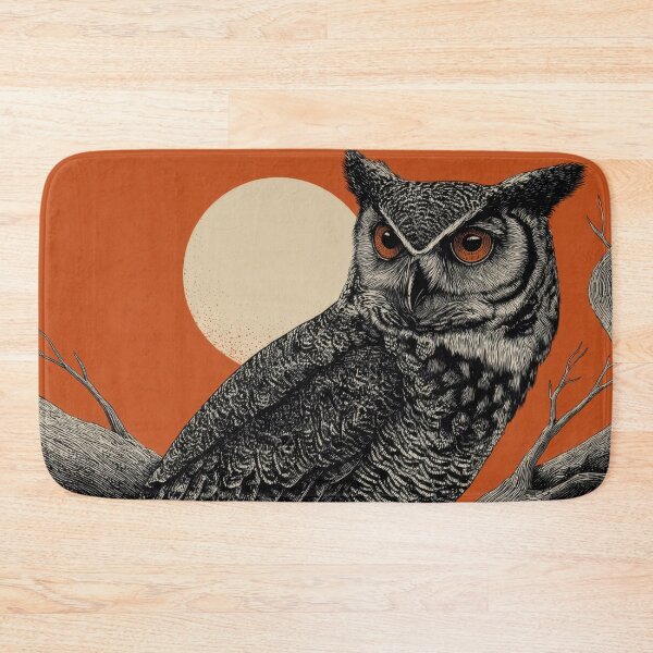 Item preview, Owl perched on a branch at sunset designed and sold by anytka.