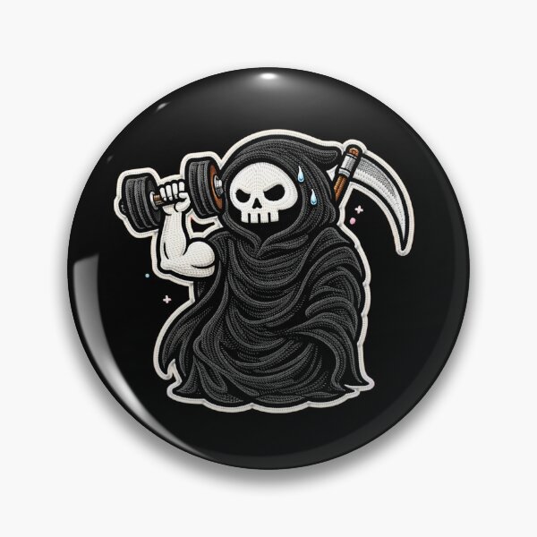 Item preview, Cute Grim Reaper Fitness | Gym Skeleton Patch Design designed and sold by ColorSplash123.