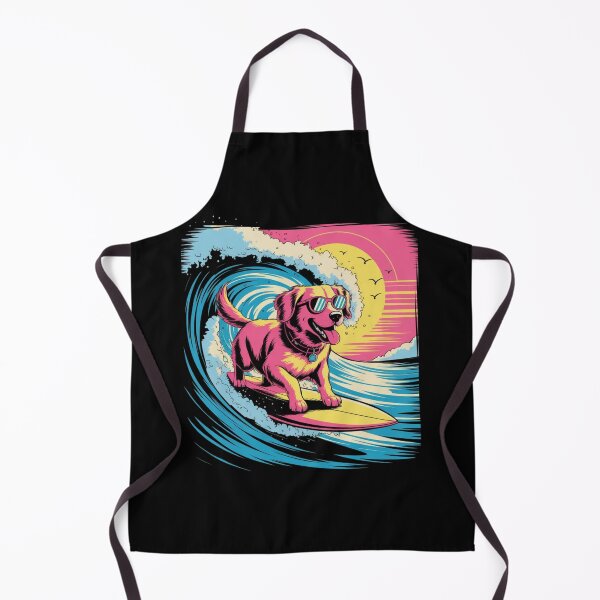 Item preview, Retro Surfing Golden Retriever Riding Wave Dog Surfer Sunset Beach designed and sold by ZACK ART.
