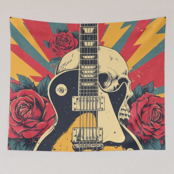 Item preview, Guitar and skull design with roses designed and sold by anytka.