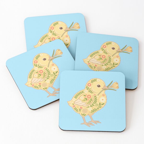 Item preview, Cute Easter Spring Chick Holding a Crocus – Scandinavian Folk Art by heidiannemorris © designed and sold by FOLK ART FUSION by heidiannemorris.