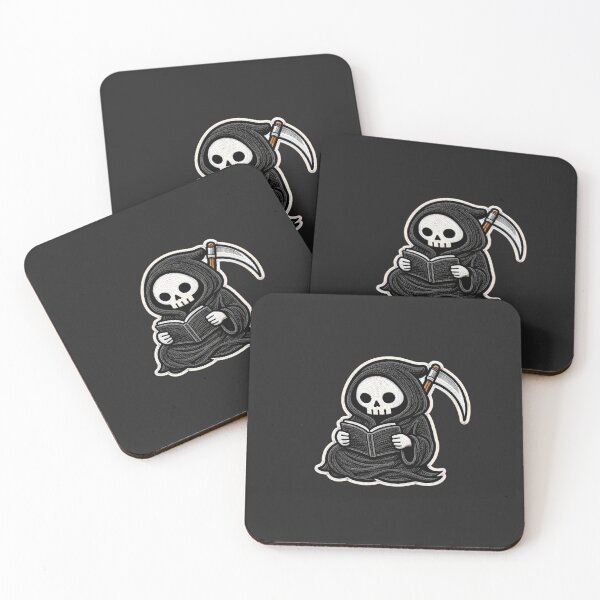 Item preview, Cute Grim Reaper Reading Book | Cozy Skeleton Patch Design designed and sold by ColorSplash123.