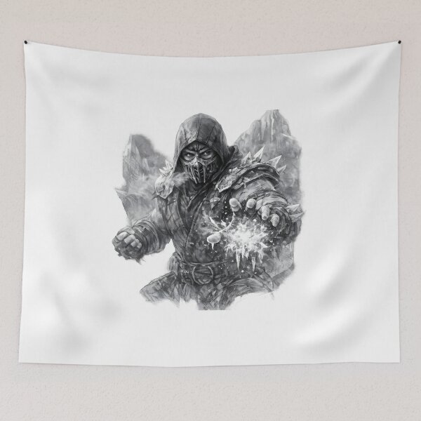 Item preview, Sub-Zero Ice Sketch – Mortal Kombat Frost Warrior Monochrome Art designed and sold by Imagetore.