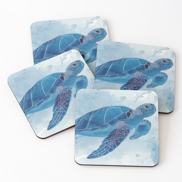 Item preview, Swimming turtle in blue water designed and sold by anytka.
