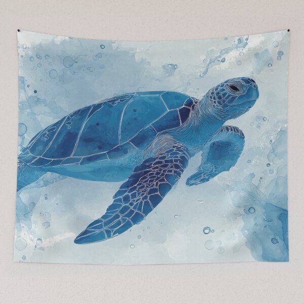 Item preview, Swimming turtle in blue water designed and sold by anytka.