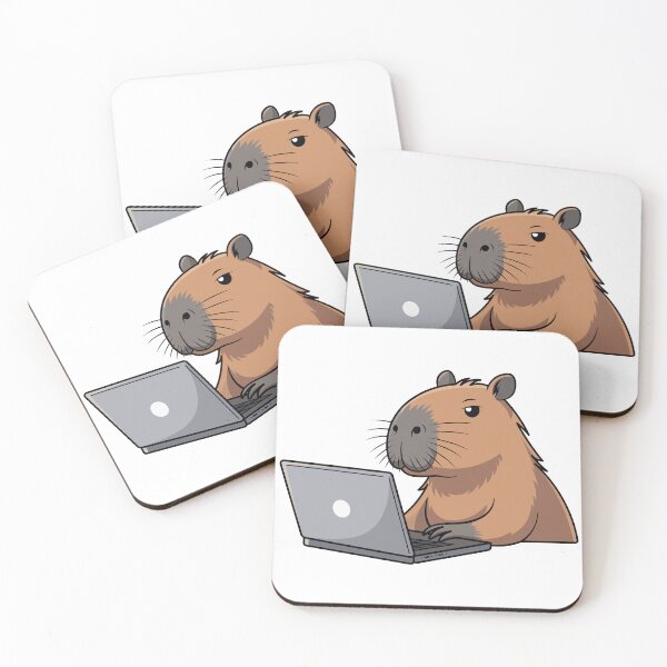 Item preview, Capybara Working on Laptop – Just Pretending to Work Funny Meme designed and sold by OlGe.