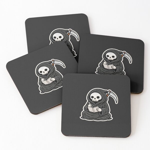 Item preview, Cute Grim Reaper Writing | Notebook Skeleton Patch Design designed and sold by ColorSplash123.