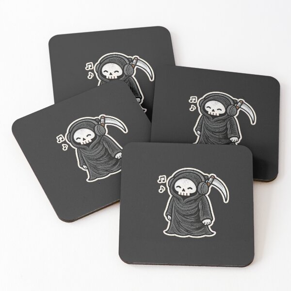 Item preview, Cute Grim Reaper Music Lover | Headphone Skeleton Patch Design designed and sold by ColorSplash123.