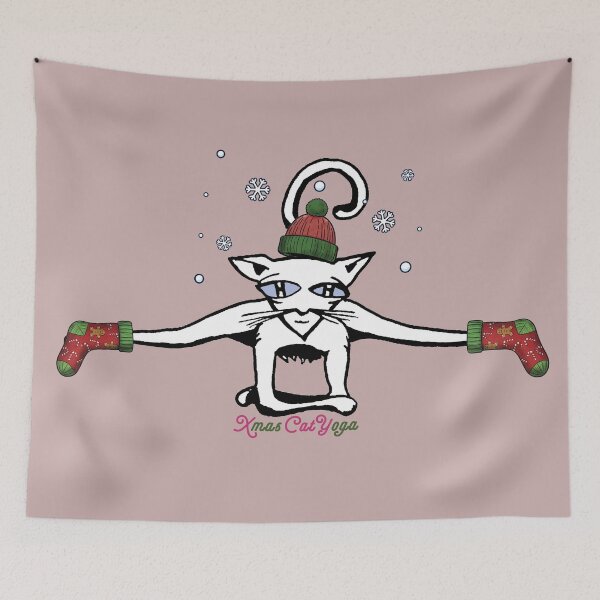 Item preview, Xmas Yoga Cat for yoga and cat lovers designed and sold by Mevissart.