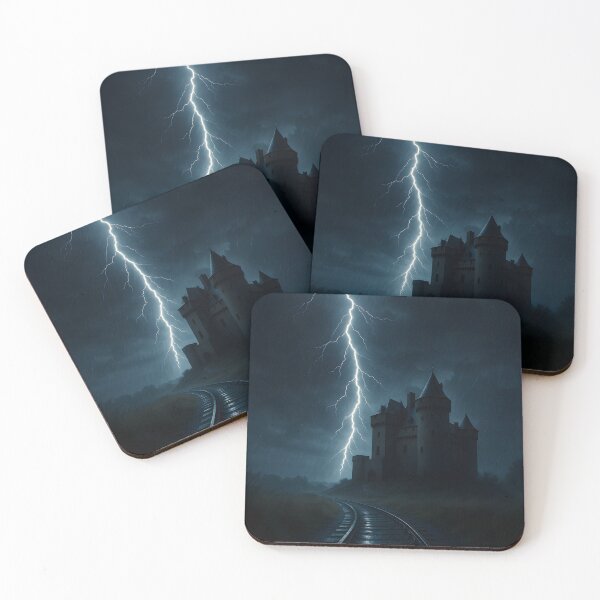 Item preview, Castle in a thunderstorm with lightning over a night landscape (AI generated) designed and sold by MS - AI - creative.