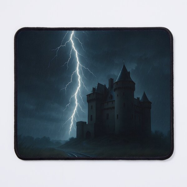 Item preview, Castle in a thunderstorm with lightning over a night landscape (AI generated) designed and sold by MS - AI - creative.
