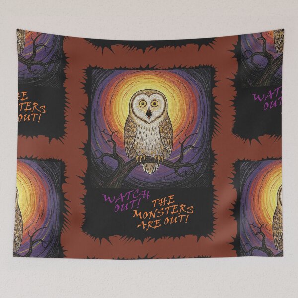 Item preview,  Halloween, owl screaming: Watch out, the monsters are out! designed and sold by Mevissart.