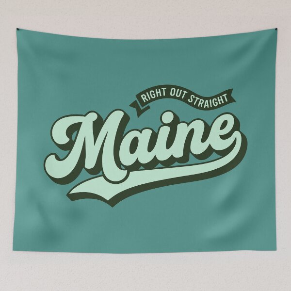 Item preview, Maine Right Out Straight Retro 70s Baseball Script Vector designed and sold by Cozy-Old-Pub.