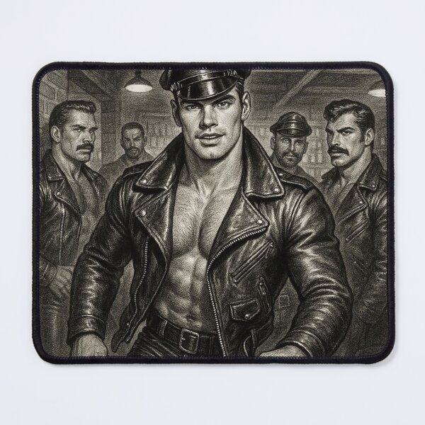 Item preview, Vintage Gay Leather Legends Berlin Bikers "Come Here" Tom of Finland Tribute Gay Pride Graphic Design designed and sold by ItsAKinkThing.