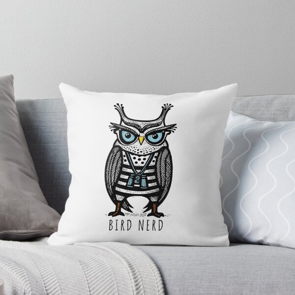 Item preview, Bird Nerd Linocut Black & White  designed and sold by MsBrillMakes.
