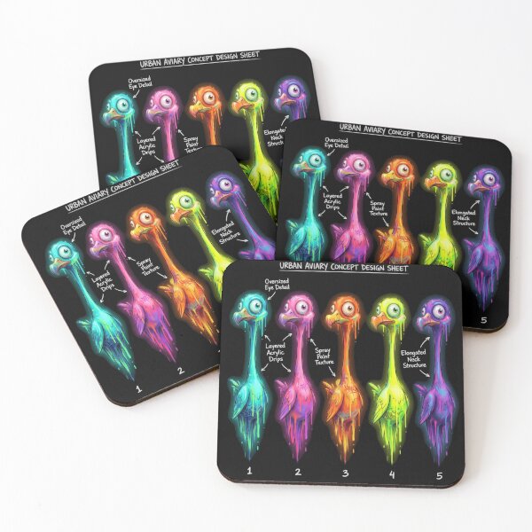 Item preview, Urban Aviary Concept Sheet – Neon Street Art Birds | Colorful Pop Art Illustration designed and sold by PLUSHIWORLDtm.