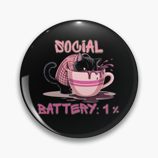 Item preview, Social Battery 1% Cat  – Funny Introvert Low Energy Meme  designed and sold by StaticMood.