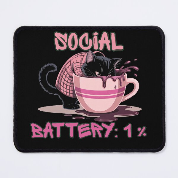 Item preview, Social Battery 1% Cat – Funny Introvert Low Energy Meme designed and sold by StaticMood.