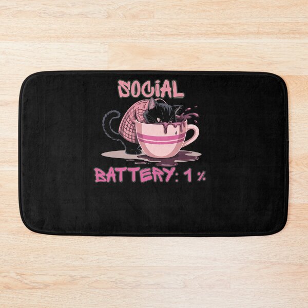 Item preview, Social Battery 1% Cat  – Funny Introvert Low Energy Meme  designed and sold by StaticMood.