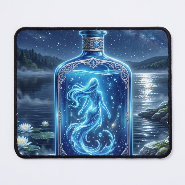 Item preview, Moonlit Spirit in a Bottle – Magical Water Creature Fantasy Art designed and sold by Herzbaumatelier.